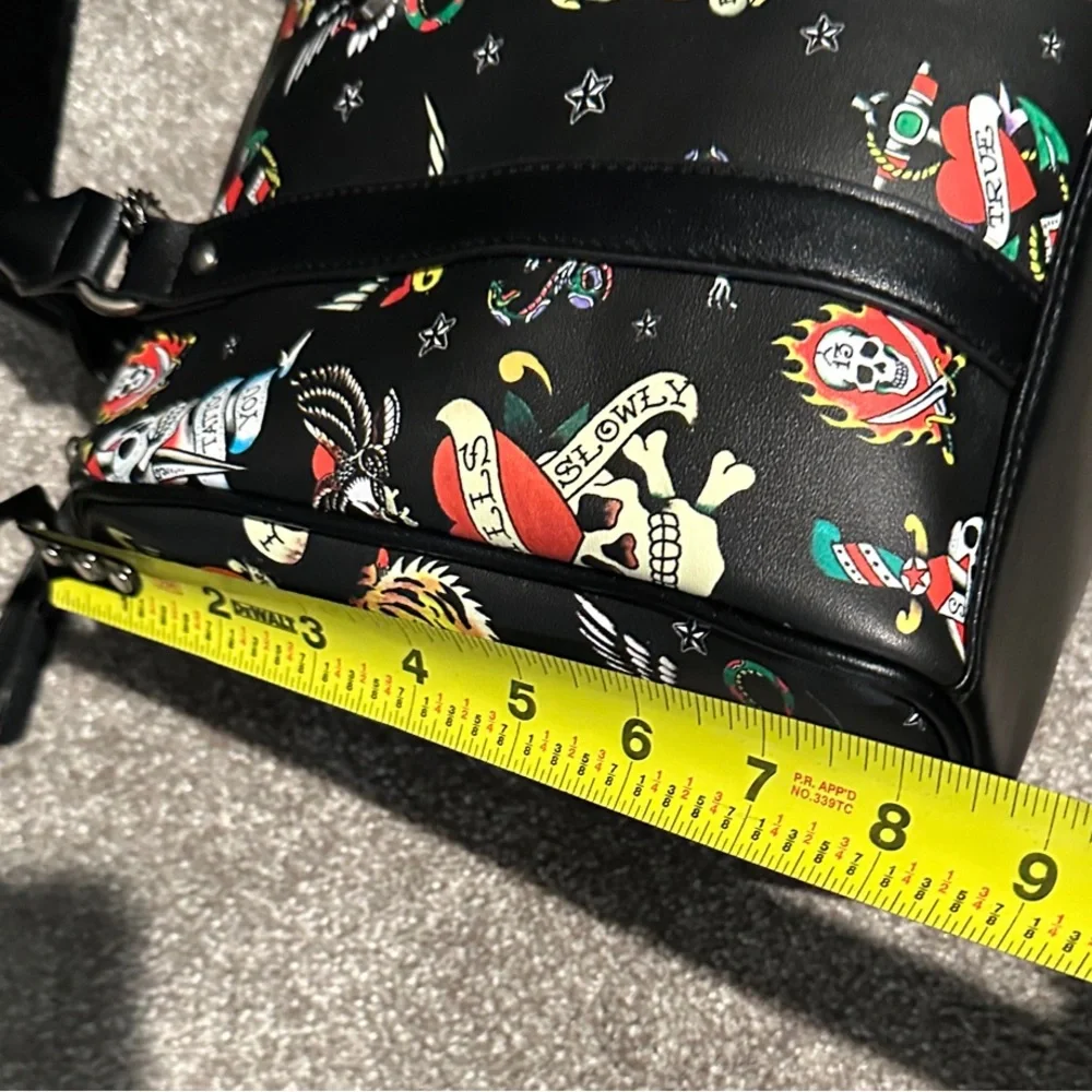 Ed Hardy Black Satchel with Colorful Tattoo Design - Picture 10 of 11
